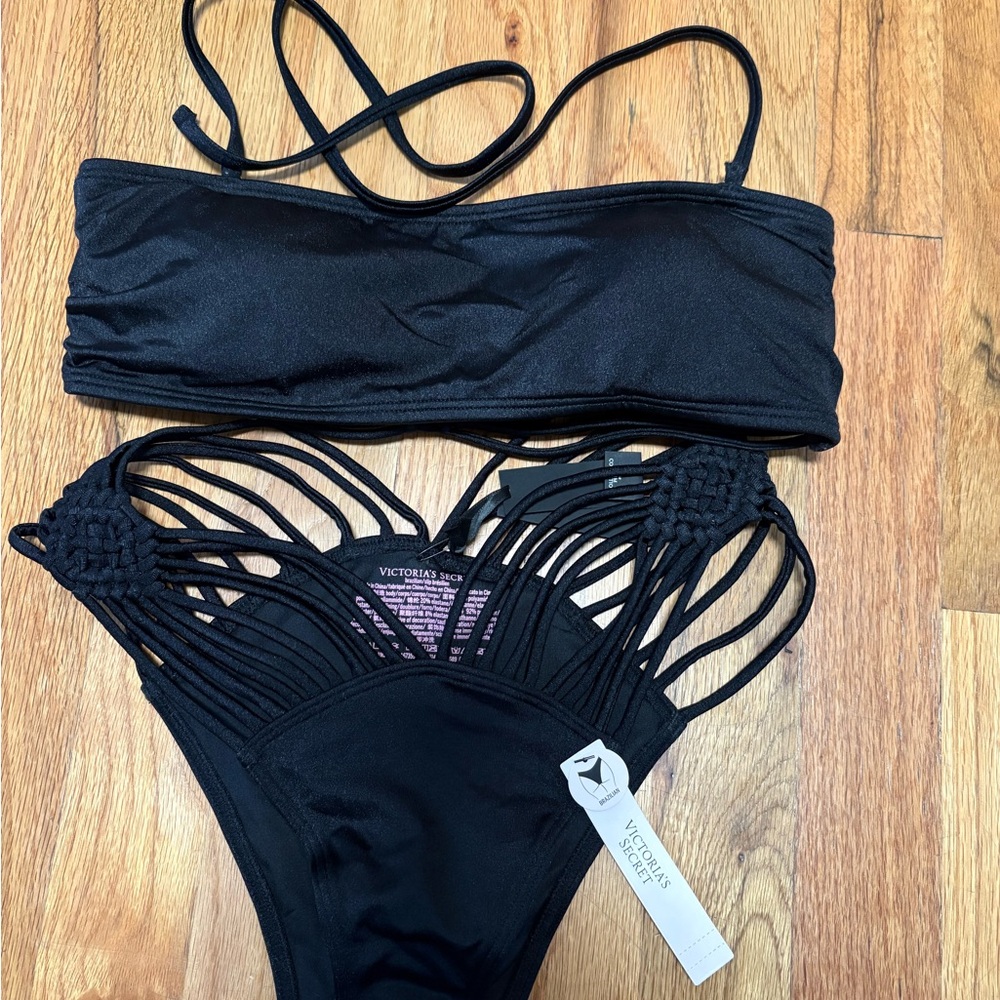 Victoria's Secret Black Bikini Set with Strappy Details
